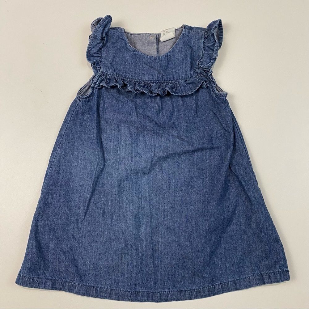 H&M sleeveless denim ruffle dress size 9-12M